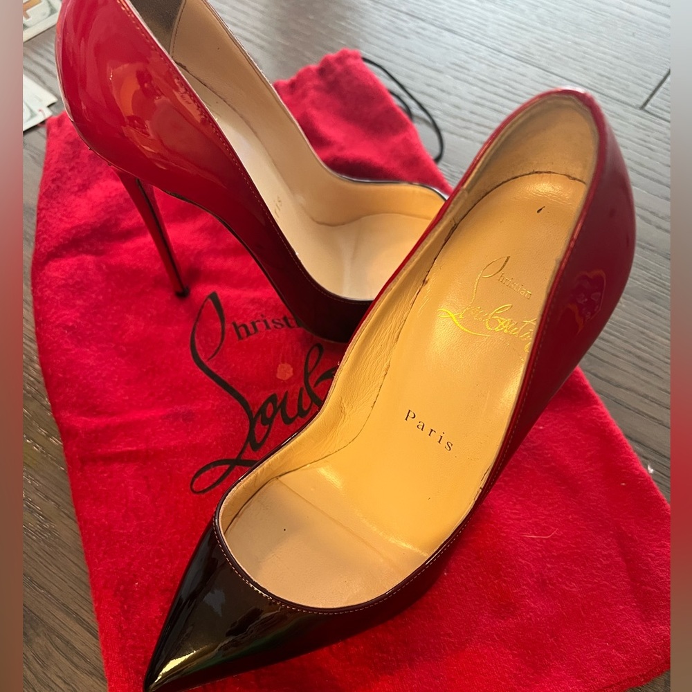 Womens Christian Louboutin Pigalle. Only worn once. Red and black ombre